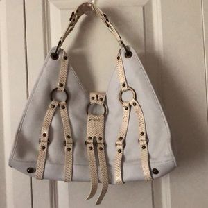 White Leather Hobo Sport Handbag
